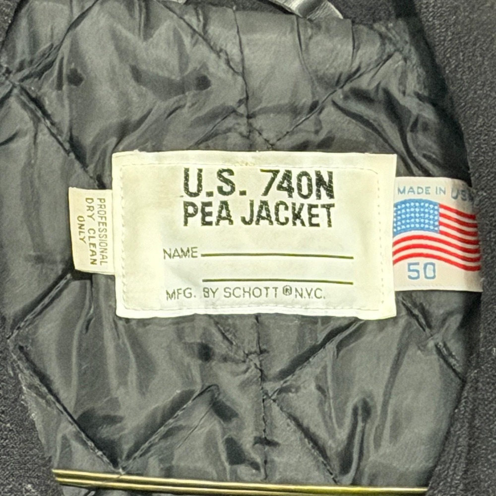 Vintage‎ 1997 Schott NYC 740N Pea Coat Black Wool 50 - Picture 2 of 8